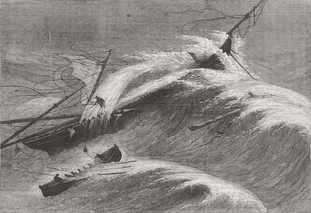 IRELAND. Lifeboat rescue, storm, Ballycotton Bay 1866 old antique print